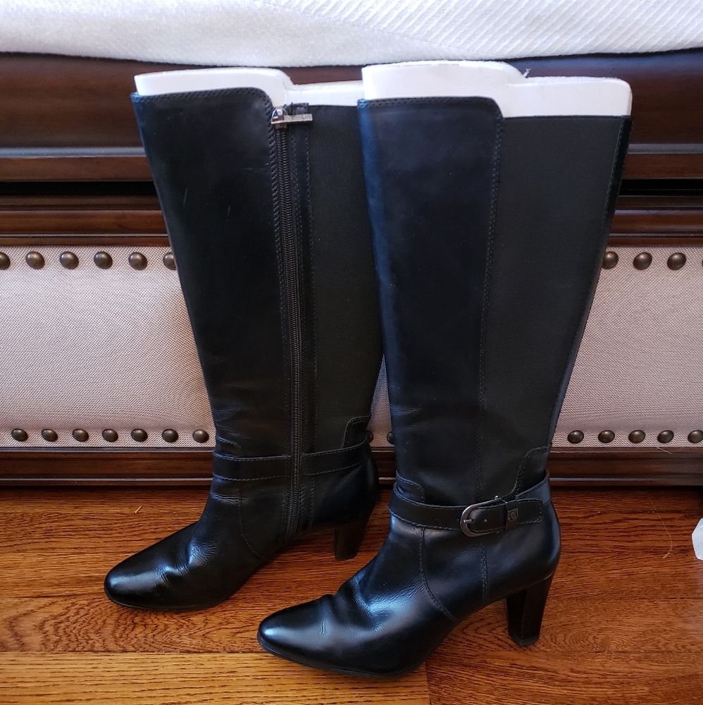 Black boots-wide calf 3 inch heel